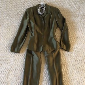 Ann Taylor green silk pantsuit